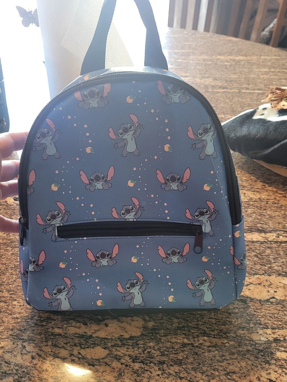 Disney Kids Mini Backpack with Blue and Pink Stitch Pattern